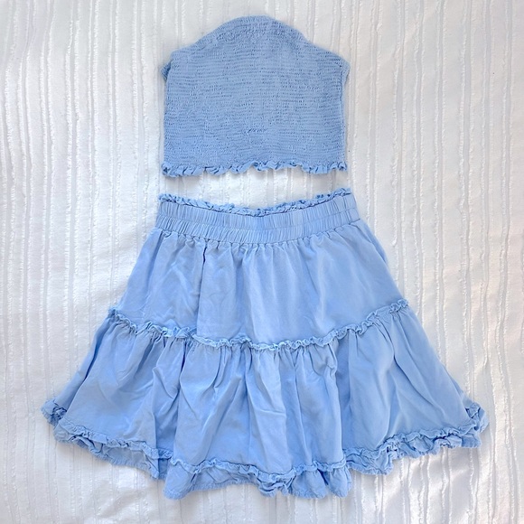 Zaful Light Blue Top & Skirt Matching Set Size Small - Picture 2 of 5